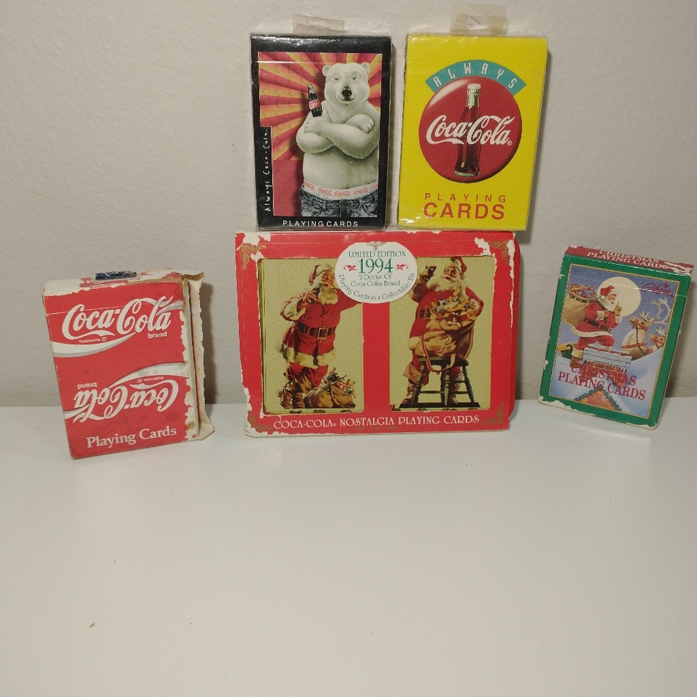 Vintage Coca Cola Santa Claus Sealed Playing Cards 6 sets New & Used in Excelle